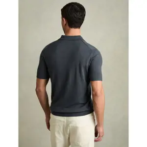REISS MAXWELL Merino Wool Half Zip Polo Shirt